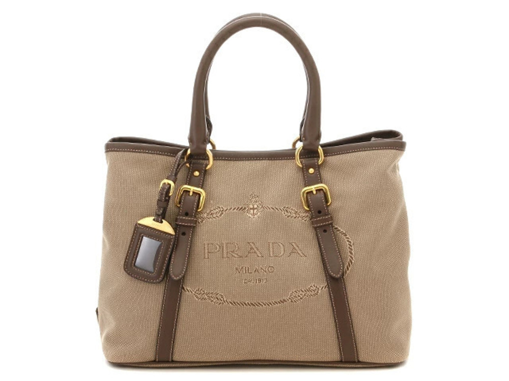 Prada bag handbag canvas Khaki Green Charcoal Black